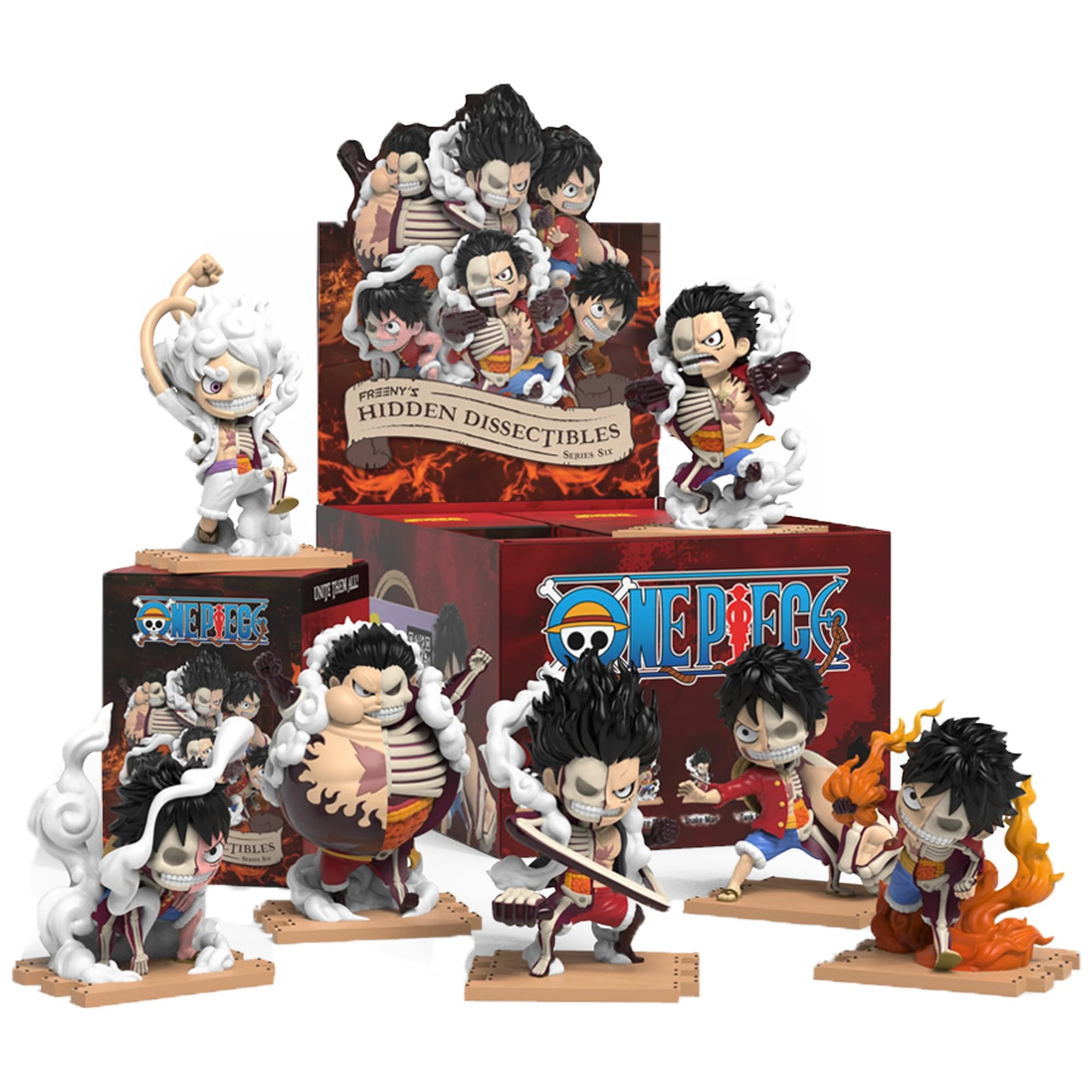 Mighty Jaxx Freeny's Hidden Dissectibles: One Piece Series 6 (Luffy Gears Edition) | Sealed Tray of 6 - Contains No Duplicates | Blind Box Collectible Figurines