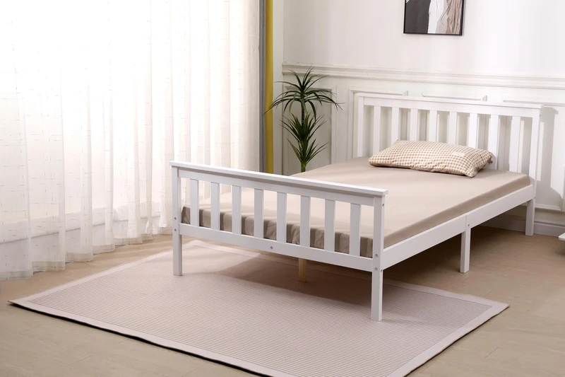 Starlight Beds Somnium Premium Improved & Stronger Design Solid Pine White Shaker Wooden Bed Frame, White/White, Size Double 4ft6