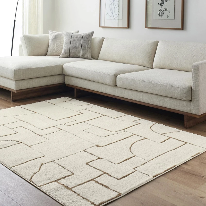 Livabliss Trogir Abstract Rug - Area Rugs Living Room 200x275 cm, Dining Room, Lounge, Kitchen, Bedroom - Modern Marble Large Rug, Soft Luxurious Easy Care Medium Pile, Ivory and Brown