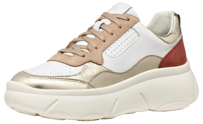 Geox Women's D Nebula 2.0 X Trainers, White Lt Gold, 3 UK