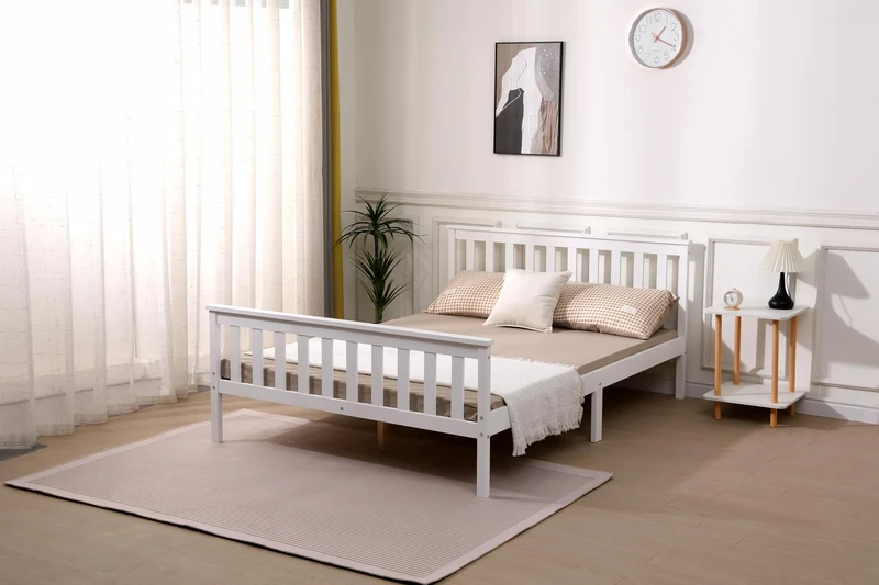 Starlight Beds Somnium Premium Solid Pine White Shaker Wooden Bed Frame, Improved & Stronger Design, Double 4ft6