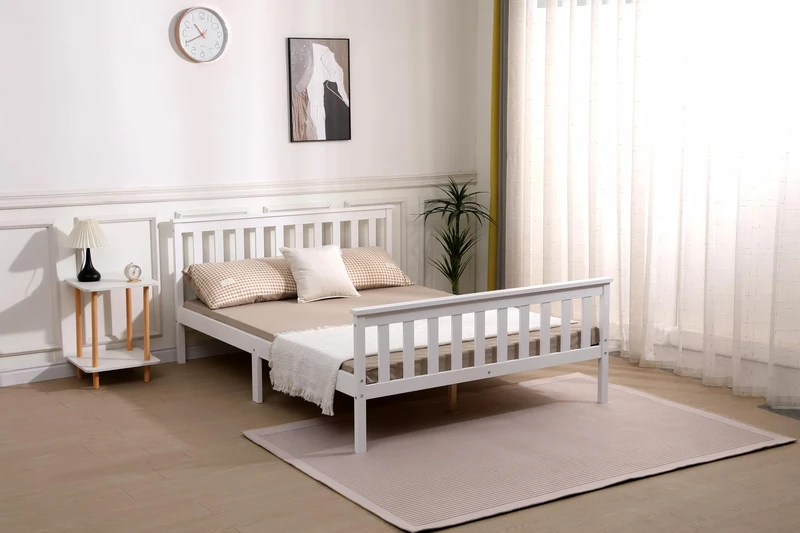 Starlight Beds Somnium Premium Solid Pine White Shaker Wooden Bed Frame, Improved & Stronger Design, Super King 6ft