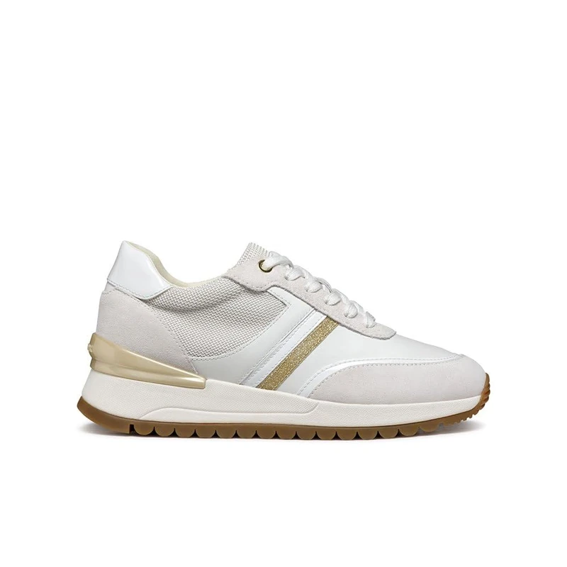 Geox Women's D Desya ASneaker, White Gold, 5 UK