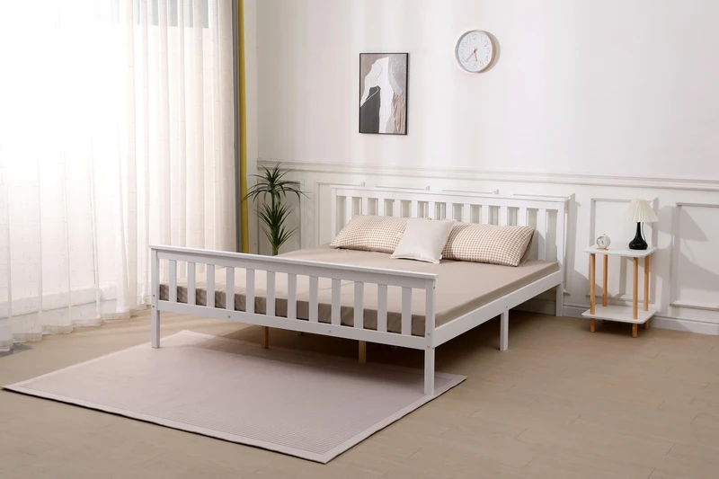 Starlight Beds Somnium Premium Solid Pine White Shaker Wooden Bed Frame, Improved & Stronger Design, Super King 6ft