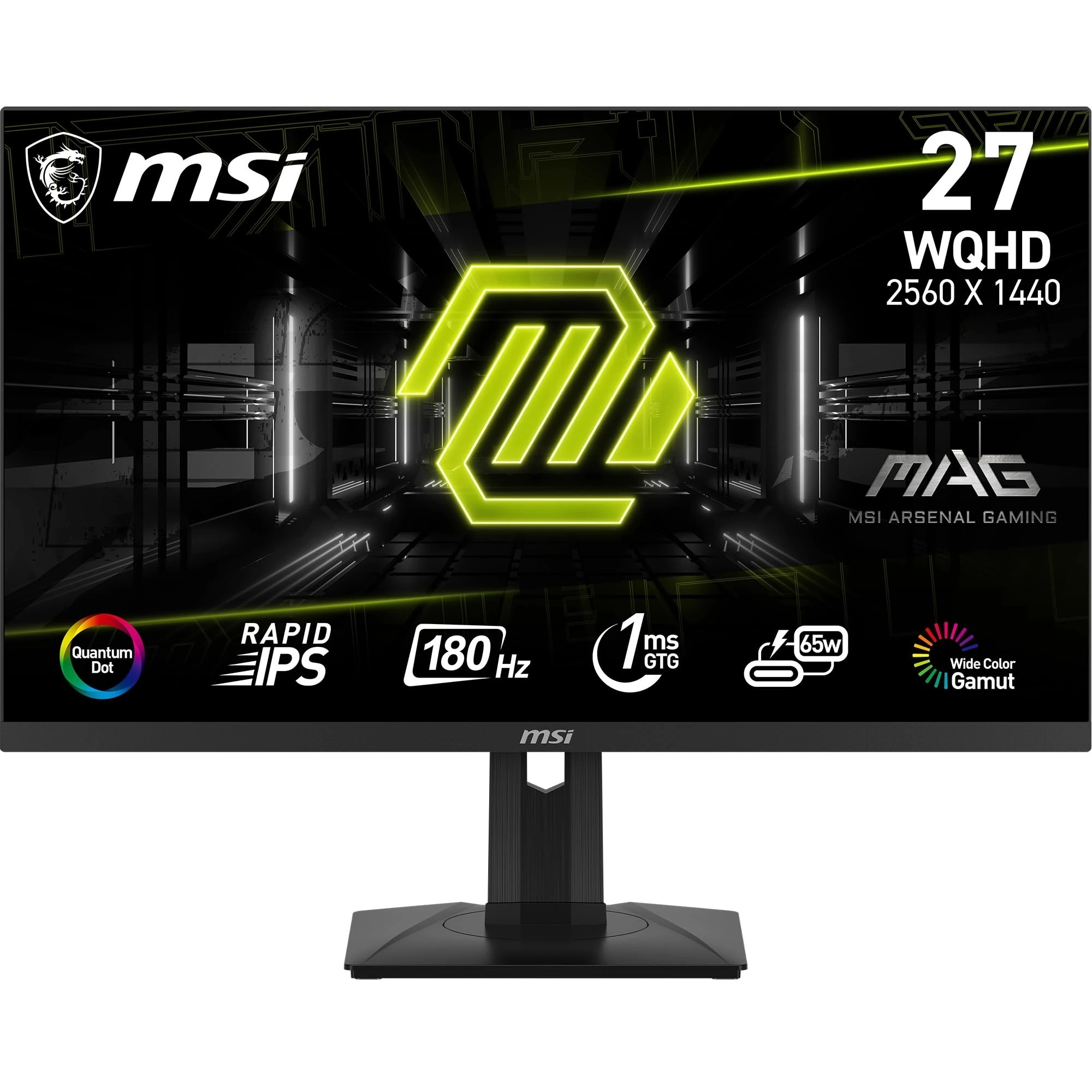 MSI MAG 274QRF QD E2 27 Inch WQHD Gaming Monitor - 2560 x 1440 Rapid IPS Quantum Dot Panel, 180 Hz - 1ms, 120percentage sRGB Colour Gamut, DisplayHDR 400 - DP 14a, HDMI 20b, USB Type-C