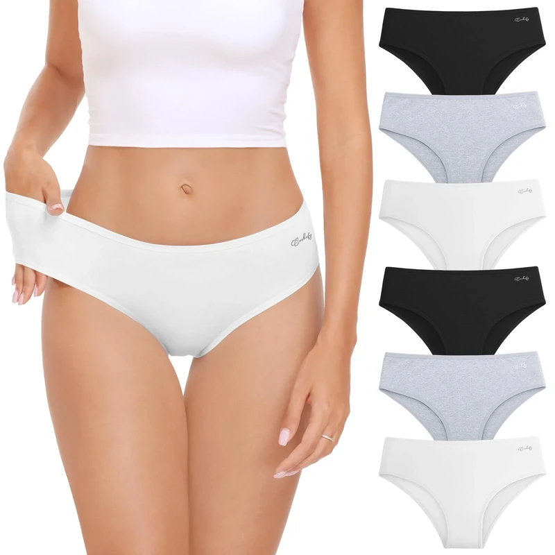 coskefy Women's 6 Pack Cotton Hipster Briefs - Breathable Underwear