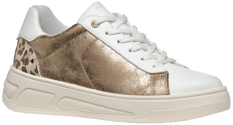 Geox Women's D Ljuba A Sneaker, Bronze White, 6 UK