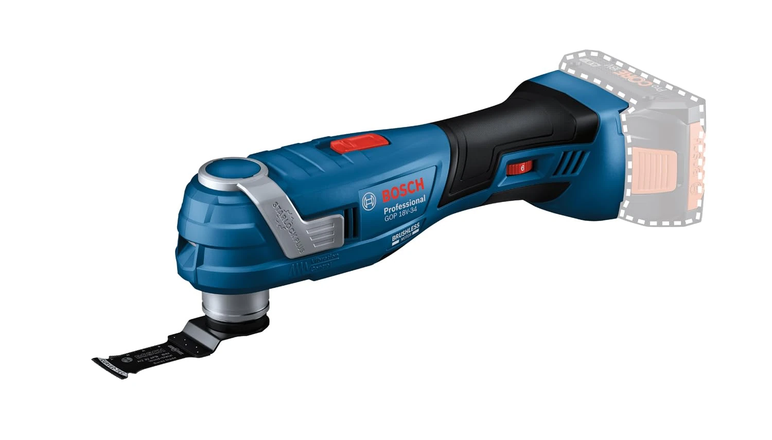 Bosch Professional 18V System Cordless Multi Tool GOP 18V-34 (brushless Motor, Vibration Control, 180 mm Slim Grip, incl. 1x Saw Blade)