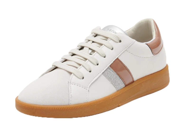 Geox Women's D Meleda B Trainers, White Dk Rose, 7.5 UK