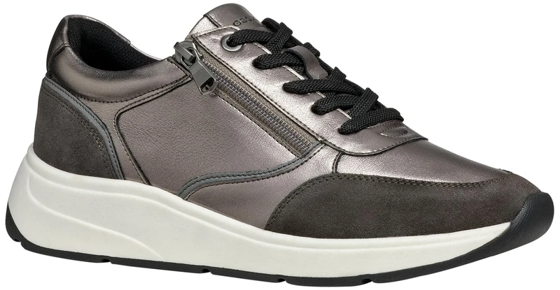 Geox Women's D Cristael ESneaker, Gun Graphite, 7.5 UK