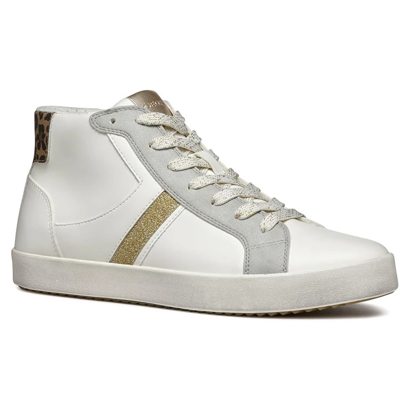 Geox Women's D Blomiee A Sneaker, Optic White Silver, 5 UK