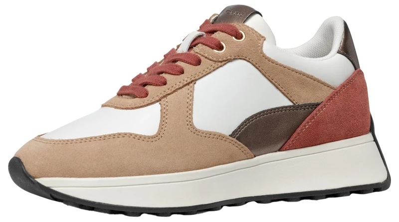 Geox Women's D Amabel A Trainers, White Dk Skin, 2.5 UK