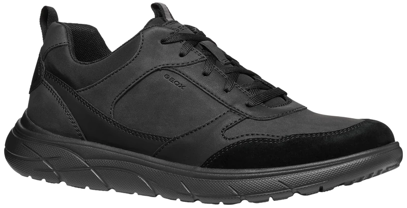 Geox Men's U Portello ASneaker, Black, 10.5 UK