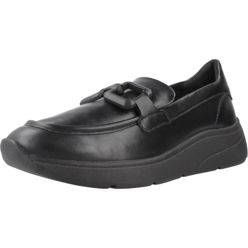 Geox Women's D Cristael B Moccasin, Black, 4 UK