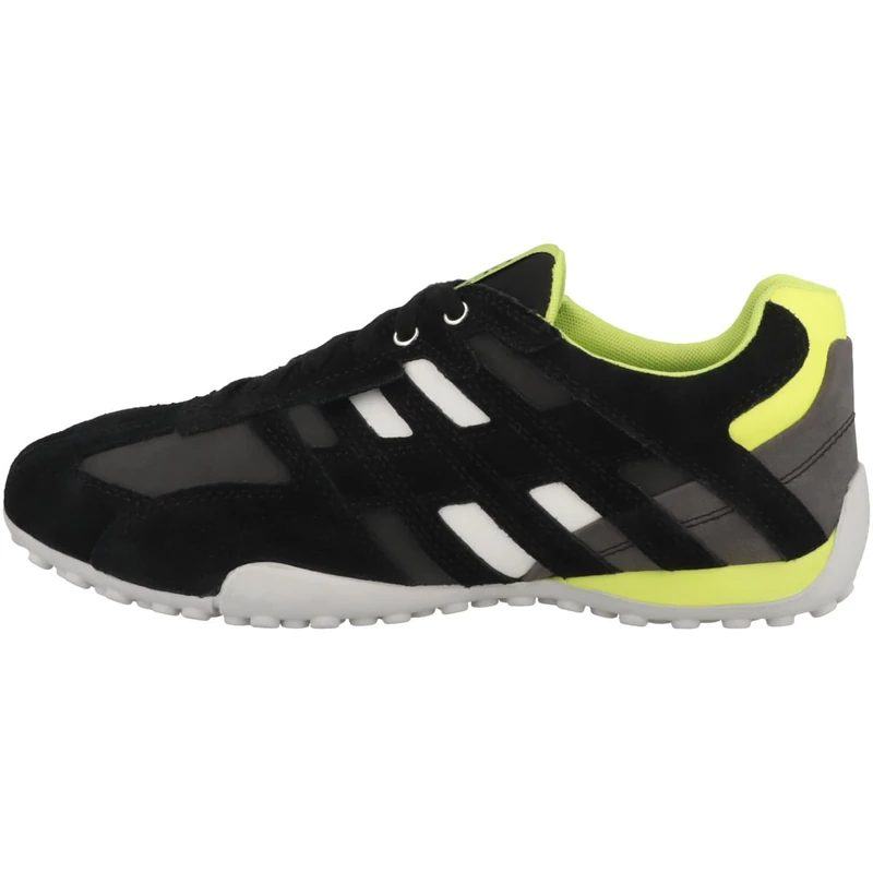 Geox Men's Uomo Snake A Sneaker, Black Fluo Yellow, 8 UK