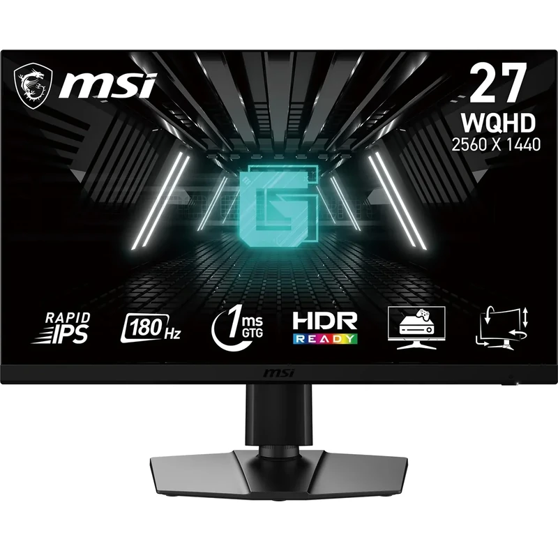 MSI G272QPF E2 27 Inch WQHD Gaming Monitor - 2560 x 1440 Rapid IPS Panel, 180 Hz / 1ms GtG, 125% sRGB colour gamut, Adaptive-Sync - DP 1.4a, HDMI 2.0b CEC