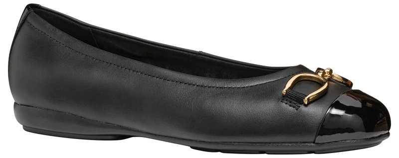 Geox Women's D Annytah ABallet Flat, Black, 2.5 UK
