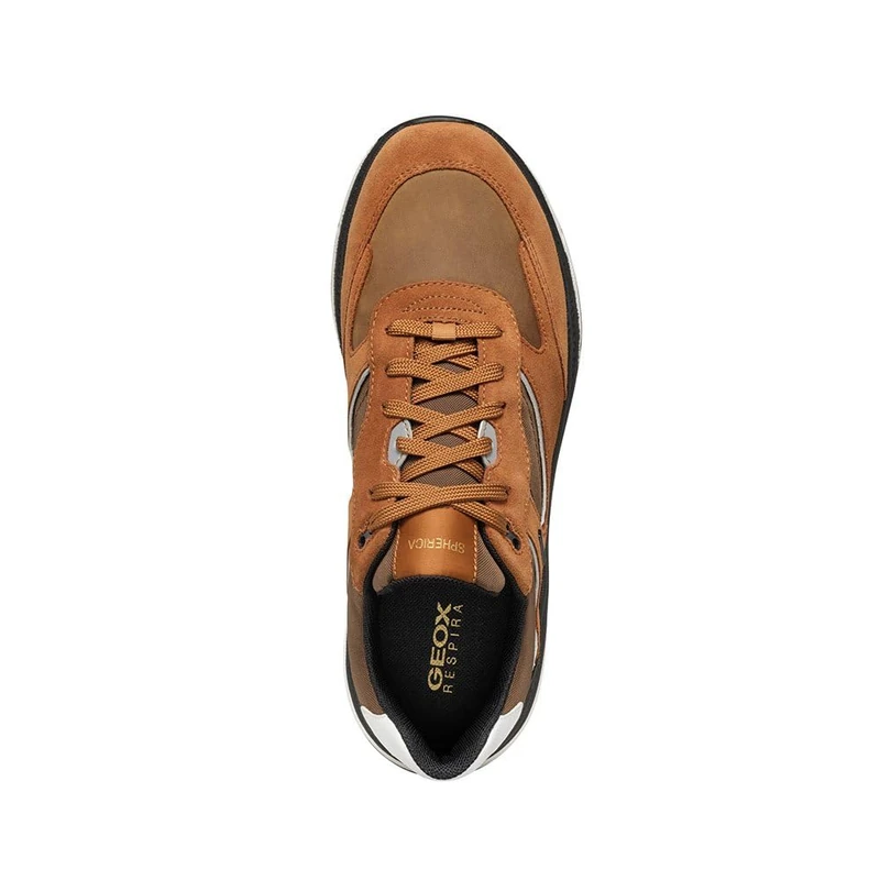 Geox Men's U Spherica Actif X1 Sneaker, Ochre Cognac, 8 UK