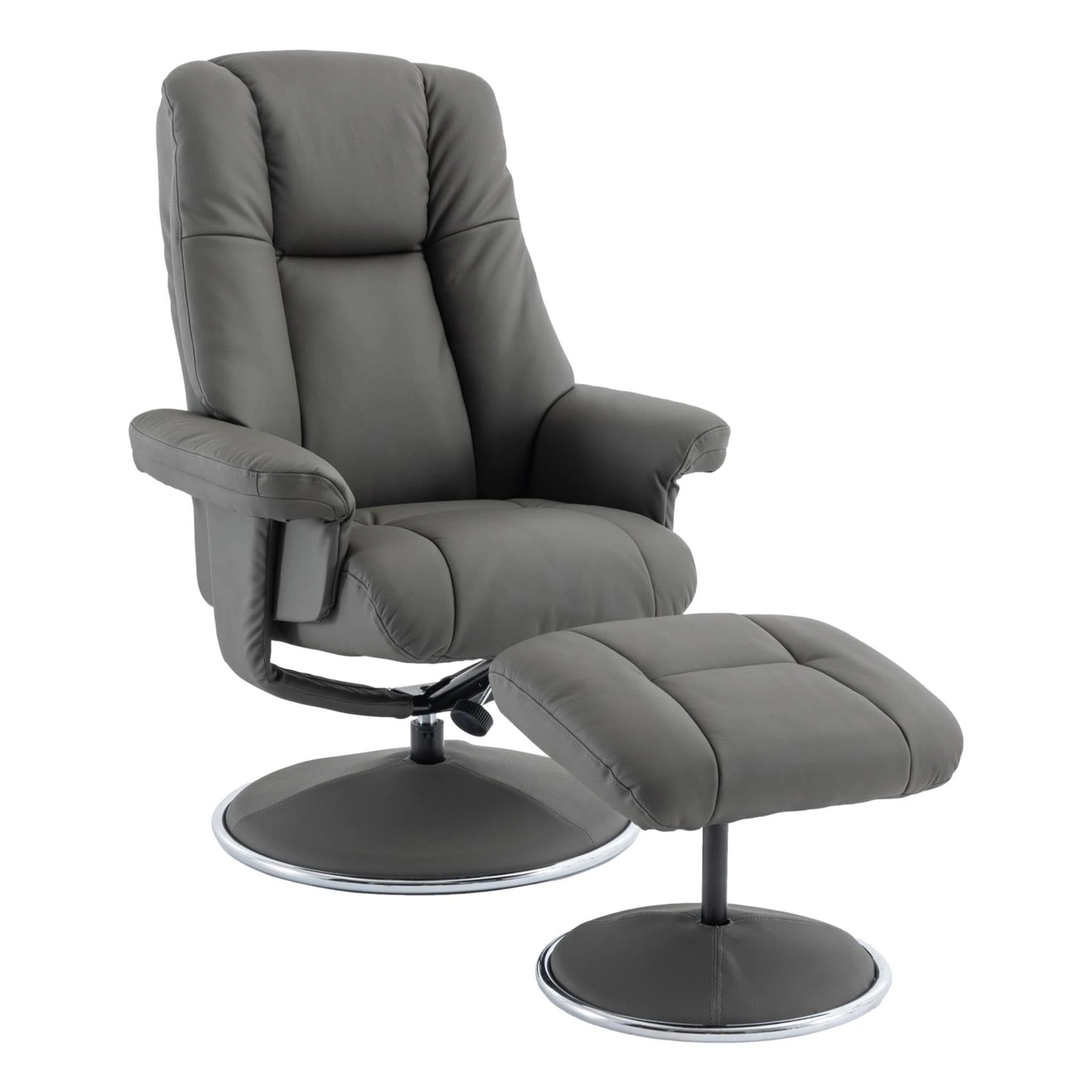 Morris Living The Denver - Swivel Recliner Chair & Matching Footstool in Cinder Grey Genuine Leather Match