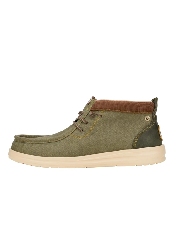 HEYDUDE - Men's Wally Mid GripR Workwear Slip-On Shoes, Dusty Olive, 6 UK