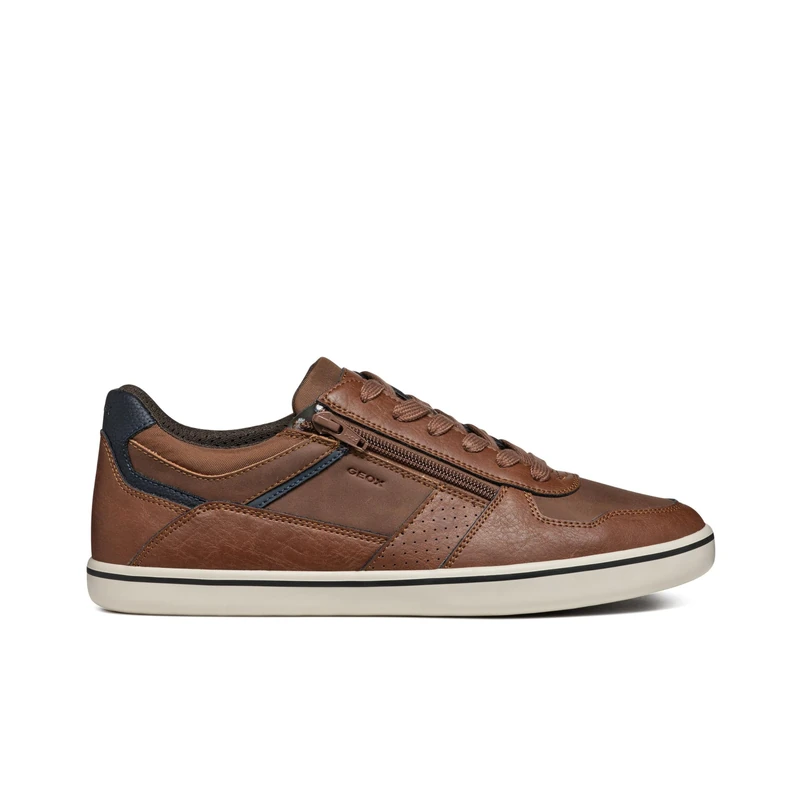 Geox Men's U Elver A Sneaker, Cognac, 8 UK