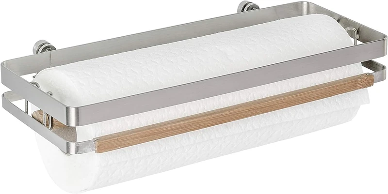 Kitchen Roll Holder - Wall Towel Holder, Metal, 31.5 x 4 x 13 cm, Silver