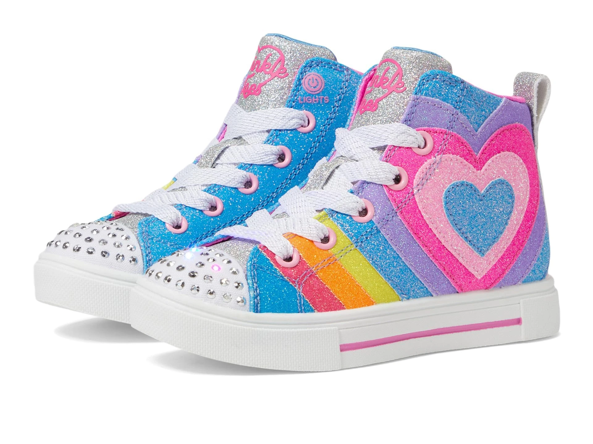 Skechers Twinkle Sparks Girls' Sneaker, Multicoloured Sea Waves Ocean Tides, 13.5 Little Kid