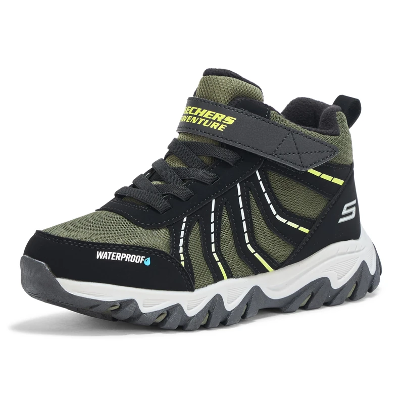Skechers Boy's Rugged Ranger Storm Trail Sneakers, Black Synthetic/Black & Green Trim, 11.5 UK Child