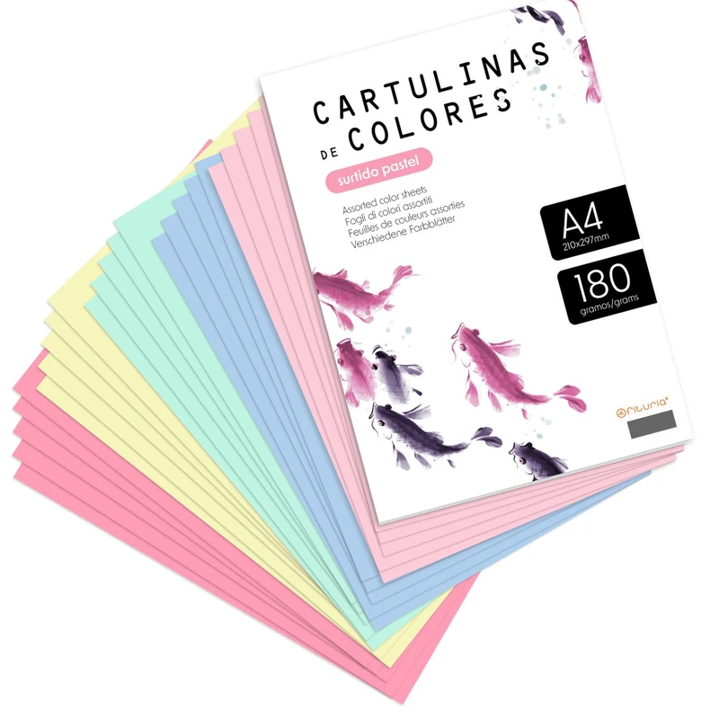 Coloured Paper, Coloured Paper A4 in Various Pastel Shades, Coloured Sheets 180 g for Crafts, Printing Documents and Creative Designs, A4 Sheets · m-Office (x1000, Pastel Assortment)