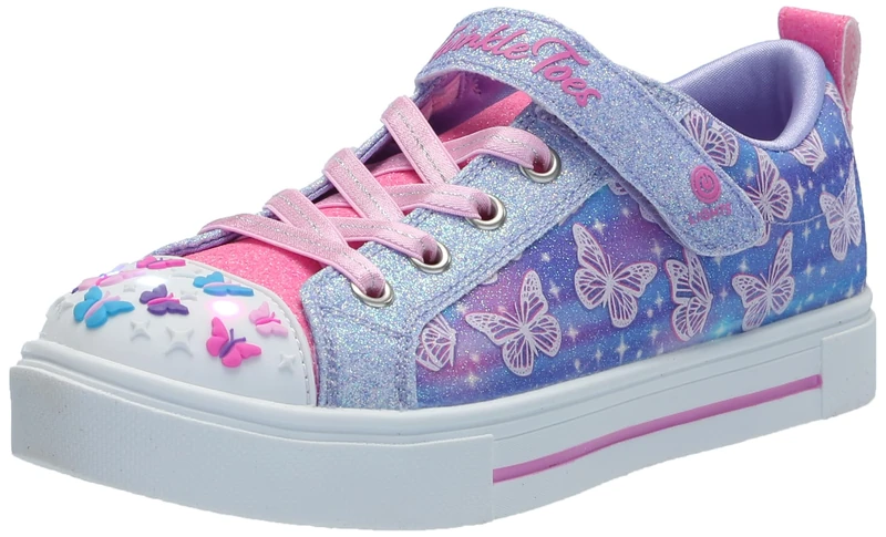Skechers Girl's Twinkle Sparks Ombre Flutter Sneaker, Lavender, 13 UK Child