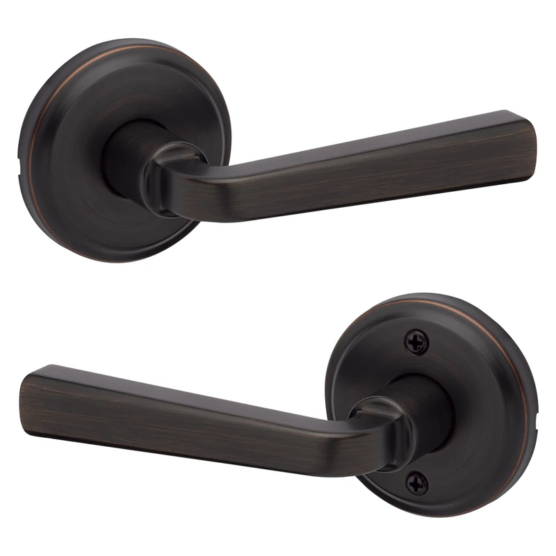 Kwikset Trafford Interior Passage Door Handle, Lever for Closet and Hallway Doors, Reversible Non-Locking Handle Lever, Venetian Bronze, with Microban Protection