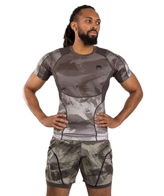 Venum Men's Electron 3.0 Short Sleeve Rashguard Sand