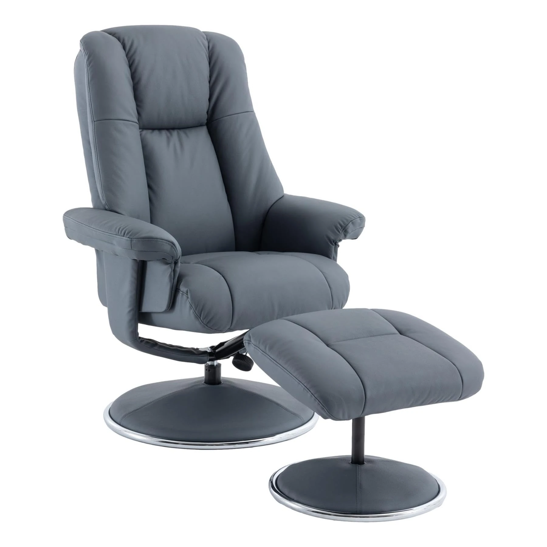 Morris Living The Denver - Swivel Recliner Chair & Matching Footstool in Petrol Blue Genuine Leather Match