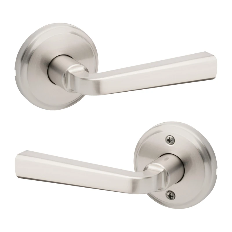 Kwikset Trafford Interior Passage Door Handle, Lever for Closet and Hallway Doors, Reversible Non-Locking Handle Lever, Satin Nickel, with Microban Protection
