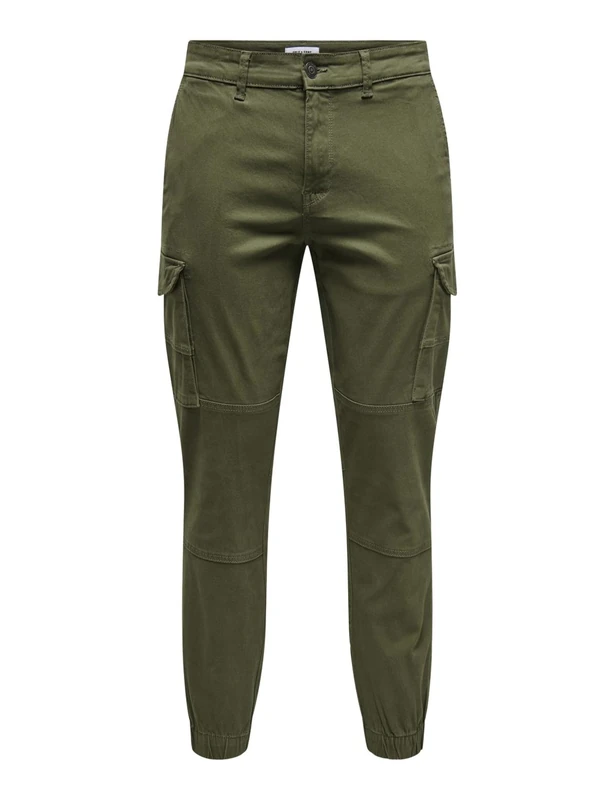 ONLY & SONS Male Cargo Trousers ONSCARTER Tapered Cargo Trousers, Olive Night, 33 W/30 L - Image 1