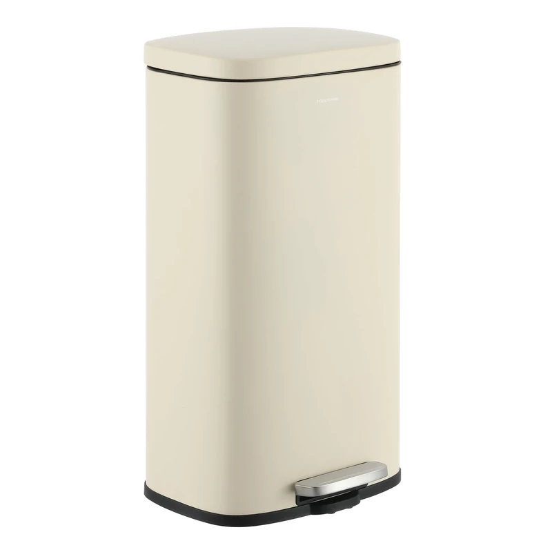 happimess HPM1011I Curtis 8-Gallon Step-Open Trash Can, Fingerprint Resistant, Modern, Minimalistic for Home, Kitchen, Laundry Room, Office, Bedroom, Bathroom, Limestone Beige