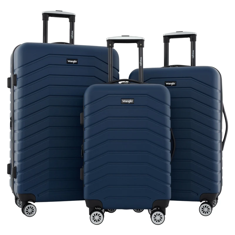 Travelers Club Tahoe 3 Piece Spinner Luggage Set, Poseidon Blue, 20 x 12 x 18.5 inches, Tahoe 3 Piece Spinner Luggage Set
