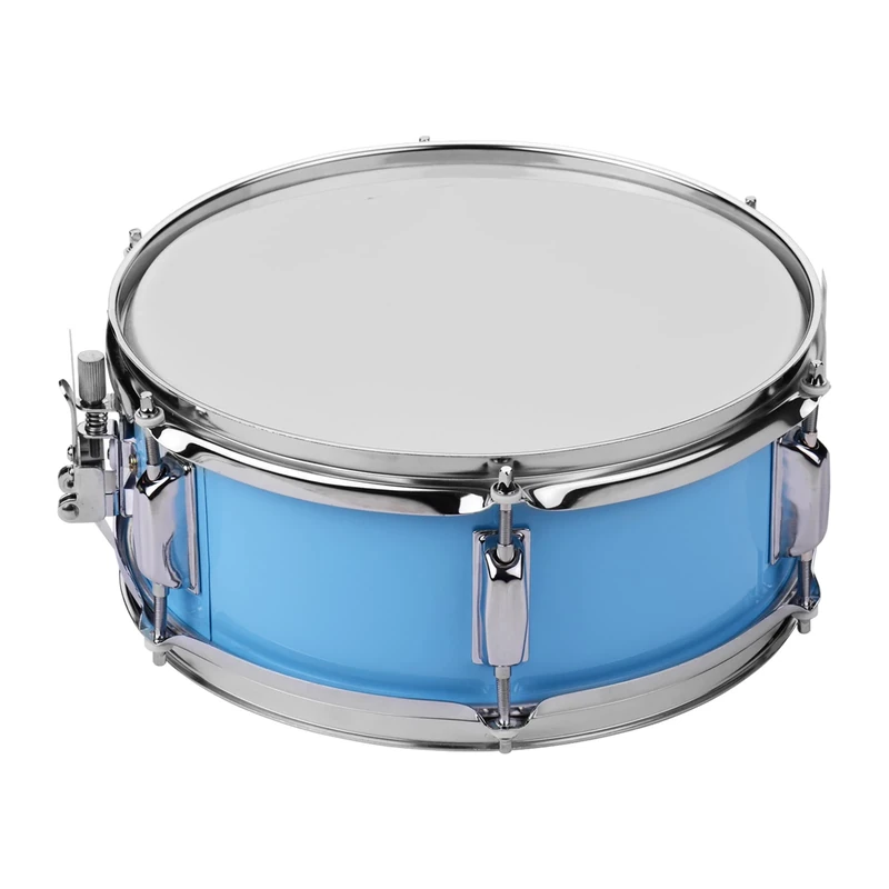 Lechnical 12inch Snare Drum Head with Drumsticks Shoulder Strap Drum Key for Student Band(Light Blue)