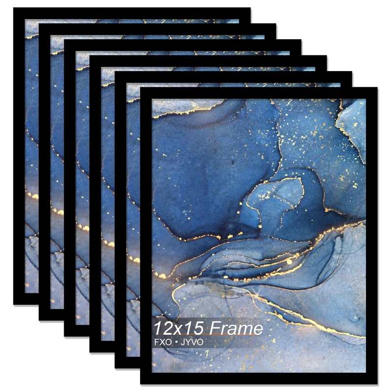 Fxojyvo 12x15 Picture Frame Set of 6, Black Frame for 12 x 15 Inch Picture Poster Photo, Light Weight and High Transparent 12 by 15 Frame for Wall - 6 Pack/Black/12 x15