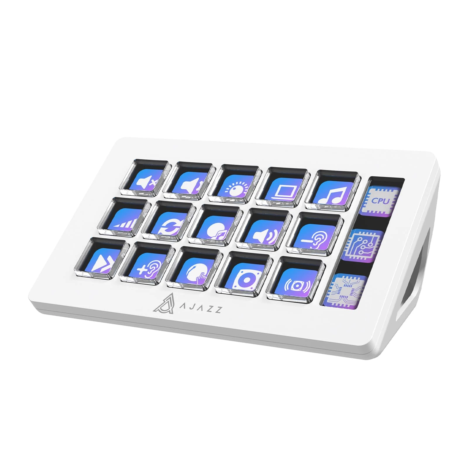 EPOMAKER Ajazz AKP153 –15 Customizable LCD Macro Keys and 1 LCD Screen Studio Controller, Useful for Video Editing, Music Production, Gaming and Live Streaming in Youtube/Twitch/OBS (White)