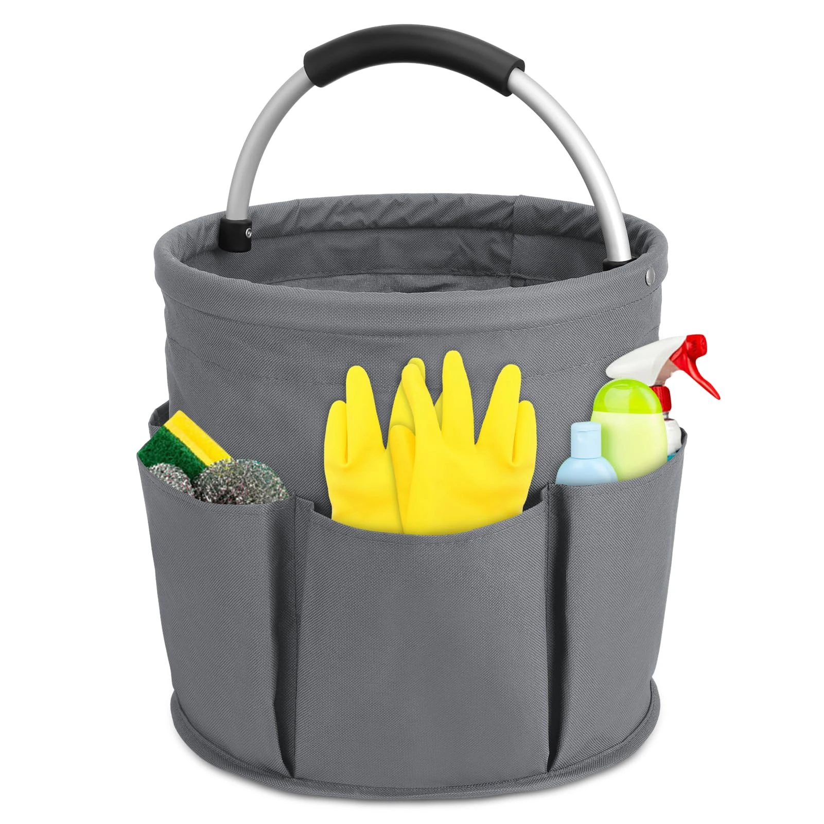 Partideal Tool Bag with Handle, 17 liters Bucket Tool Organizer Bag, Collapsible Garden Small Tools Bag, Portable Multi Cleaning Organiser Caddy, Multi Pocket Craft Caddy Universal
