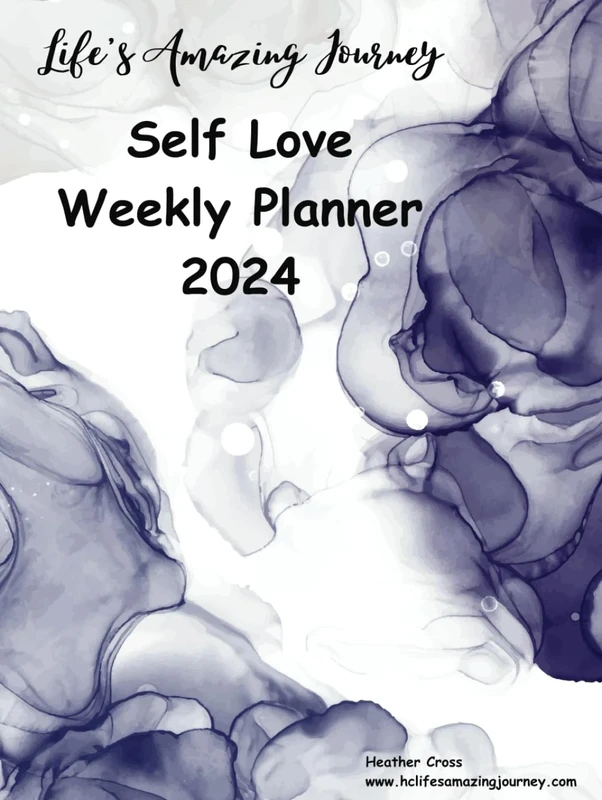Life's Amazing Journey Self Love Weekly Planner 2024: Dark Purple Alcohol Ink Cover, 366 Pages, 8.25x11Size, Baby Wildlife Photos, 10 Adult Colouring Pages