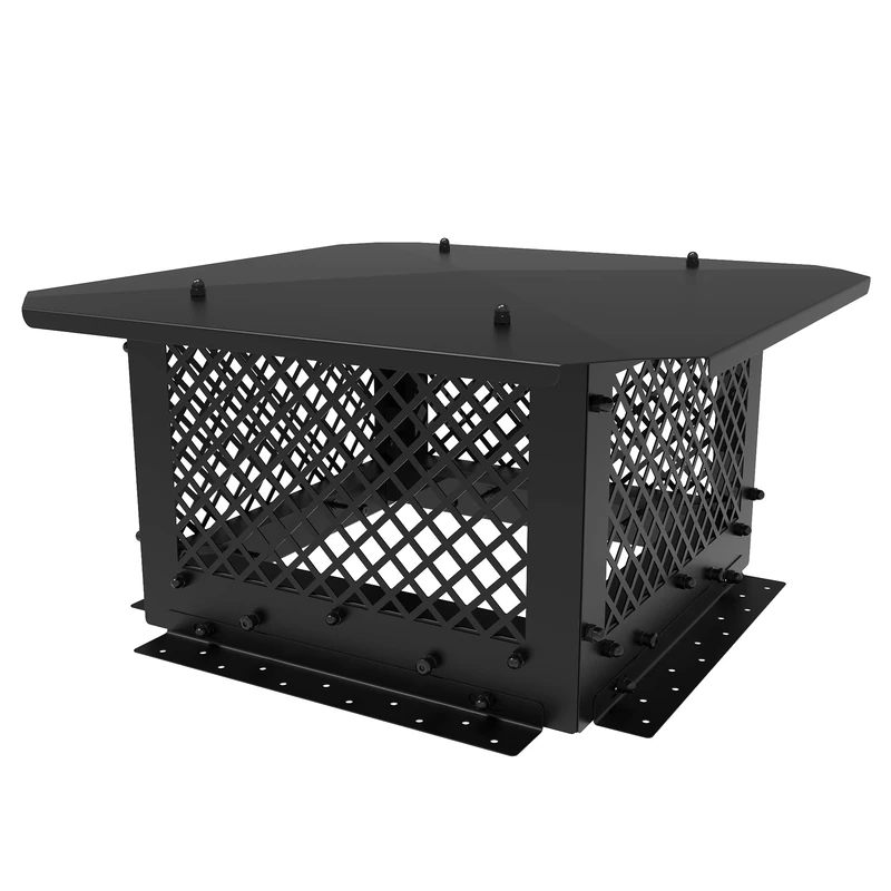 Hahaemall Chimney Cap, 14" x 14" Chimney Cover, Chimney Rain Caps, Fireplace Chimney Caps for Outside to Fit Existing Clay Flue Tile Sizes, Black