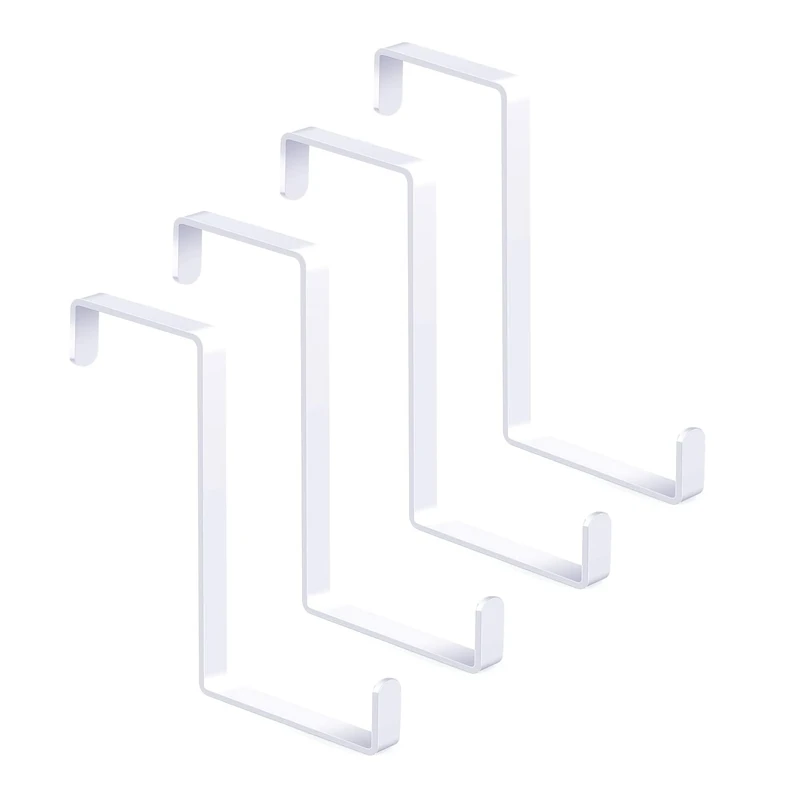 Over Door Hooks, 4 Pack Double-Sided Design Clothes Hooks Suitable for Wide and Thin Doors, Used for Hanging Clothes, Scarves, and Garlands (White) on the Doors of Bedrooms, Bathrooms, and Wardrobes