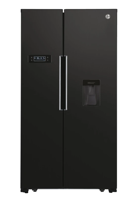 Hoover H-FRIDGE 500 MAXI Freestanding American Fridge Freezer with Water Dispenser, Side by Side, Total No Frost Technology, E Class, 532L Total Capacity, Black, 91x67x177 cm - HHSBSO6174BWDK-1