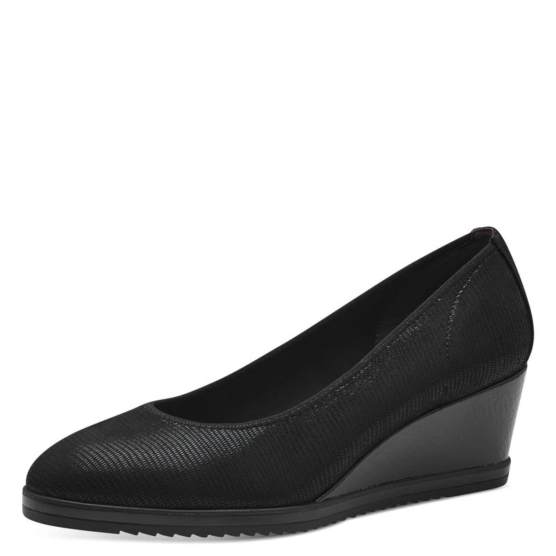 Tamaris Women's Textile Wedge Heel Pumps, Black Structure, 7.5 UK