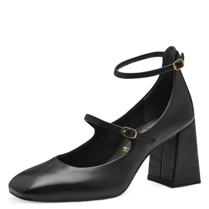 Tamaris Women's Block Heel Court Shoes, Black Matte, 3.5 UK