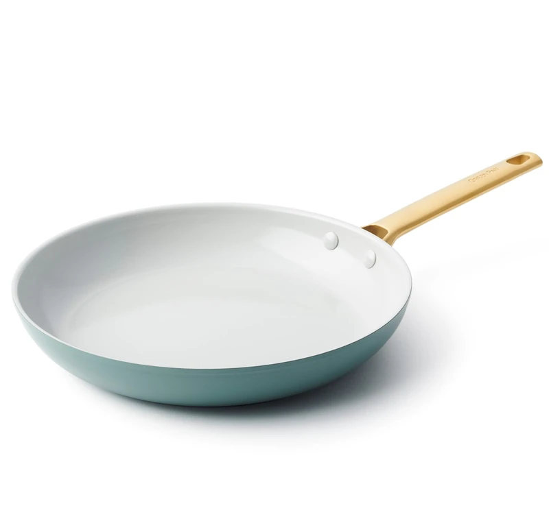 Greenpan Padova Hard Anodized Healthy Ceramic Nonstick, 24 cm Frying Pan Skillet, PFAS-Free, Induction, Gold Handle, Oven Safe, Light Blue