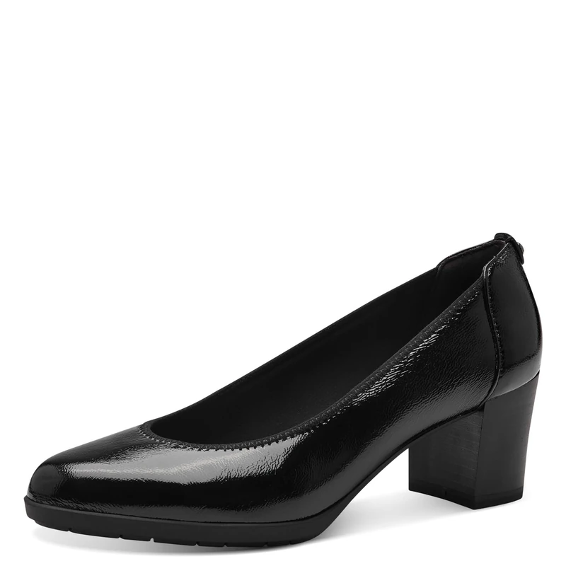 Tamaris Women's Court Shoes Leather Funnel Heel, Black (Black Patent), 7.5 UK