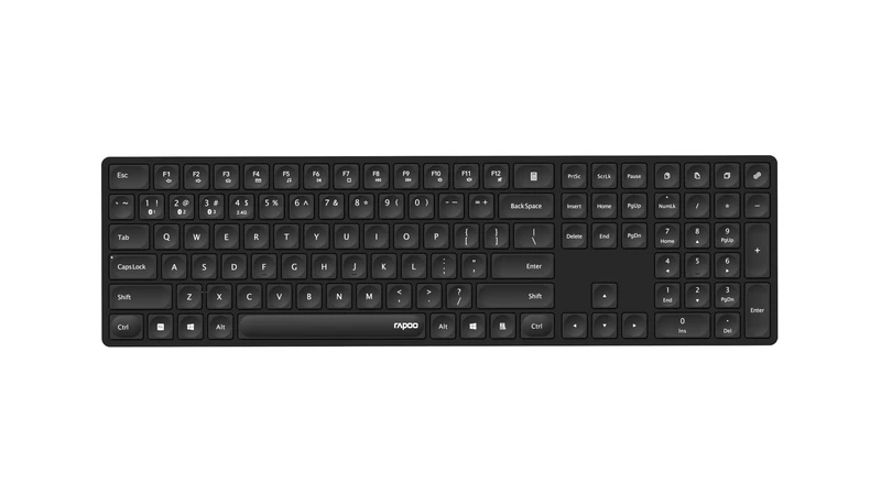 Rapoo Wireless Keyboard (wireless, Bluetooth, keyboard, 2.4 GHz, batteries, USB adapter) black